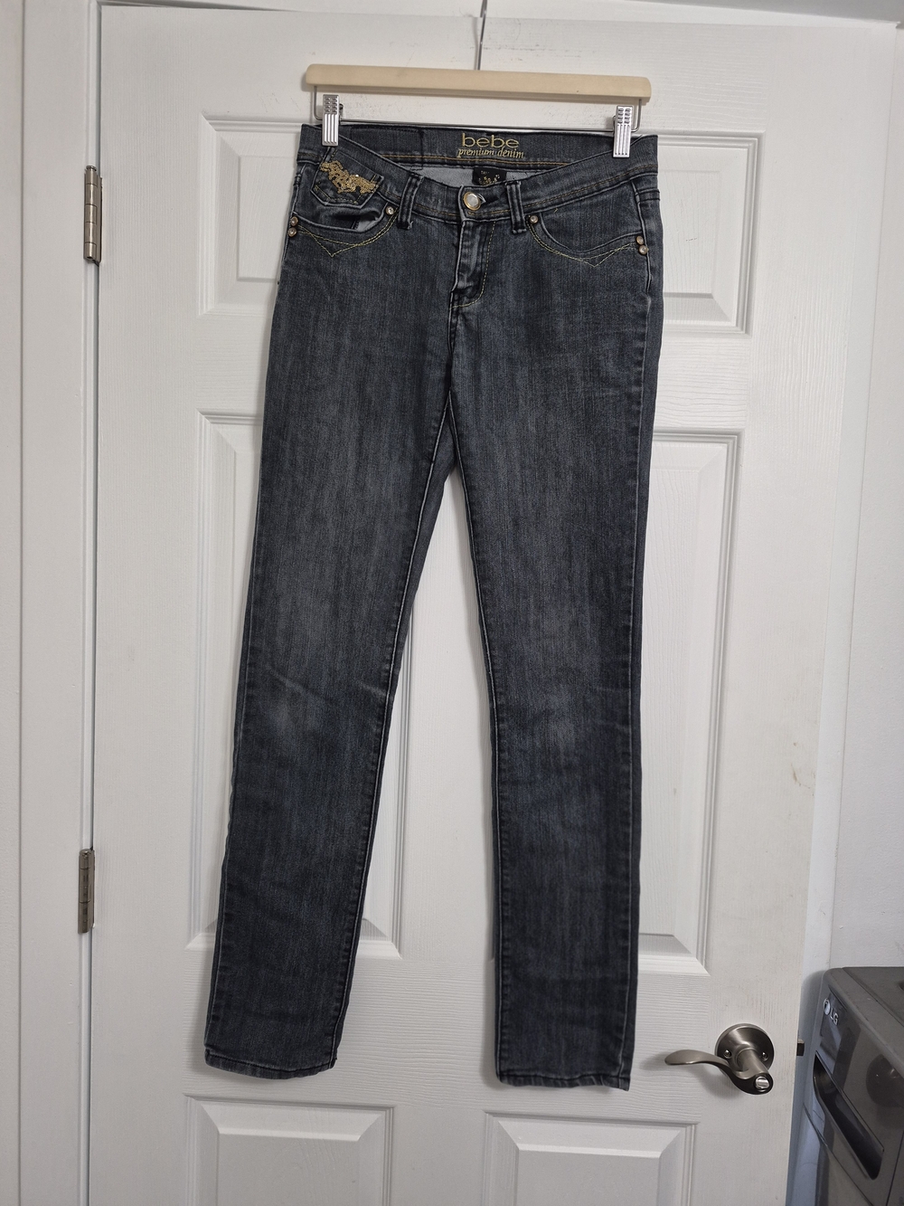 bebe Mid-Rise Slim Fit Jeans in Dark Wash